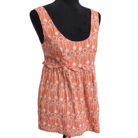 Fossil Orange Retro Flower Power Babydoll Tank Size Small - Picture 4 of 7